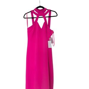 bebe Strappy Halter  Hot Pink Dress
